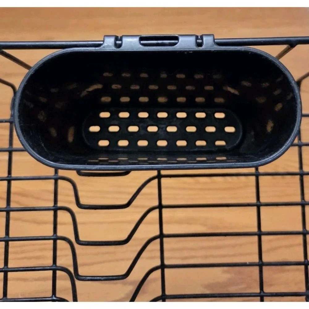 Vintage Black Rubbermaid Dish Drainer Drying Rack Coated Wire With Utensil Cup
